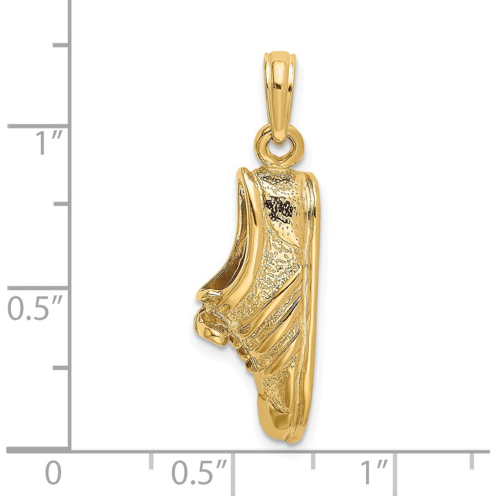 14K Yellow Gold Polished Track Shoe Charm with Textured Detailing - 19.8mm Length by Oro Pregiato
