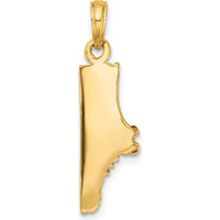 14K Yellow Gold Polished Track Shoe Charm with Textured Detailing - 19.8mm Length by Oro Pregiato