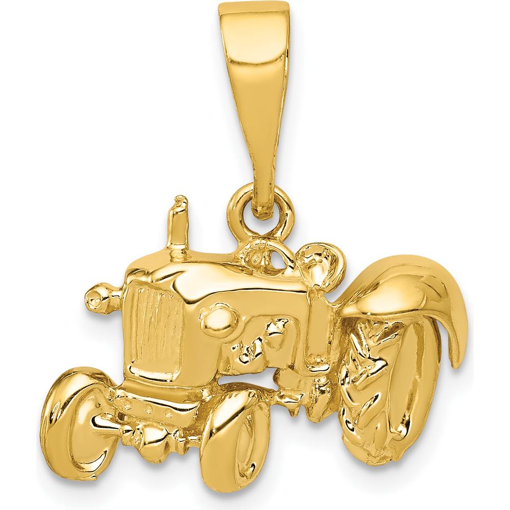 14K Yellow Gold Polished Tractor Pendant - Solid Casted Design by Oro Pregiato