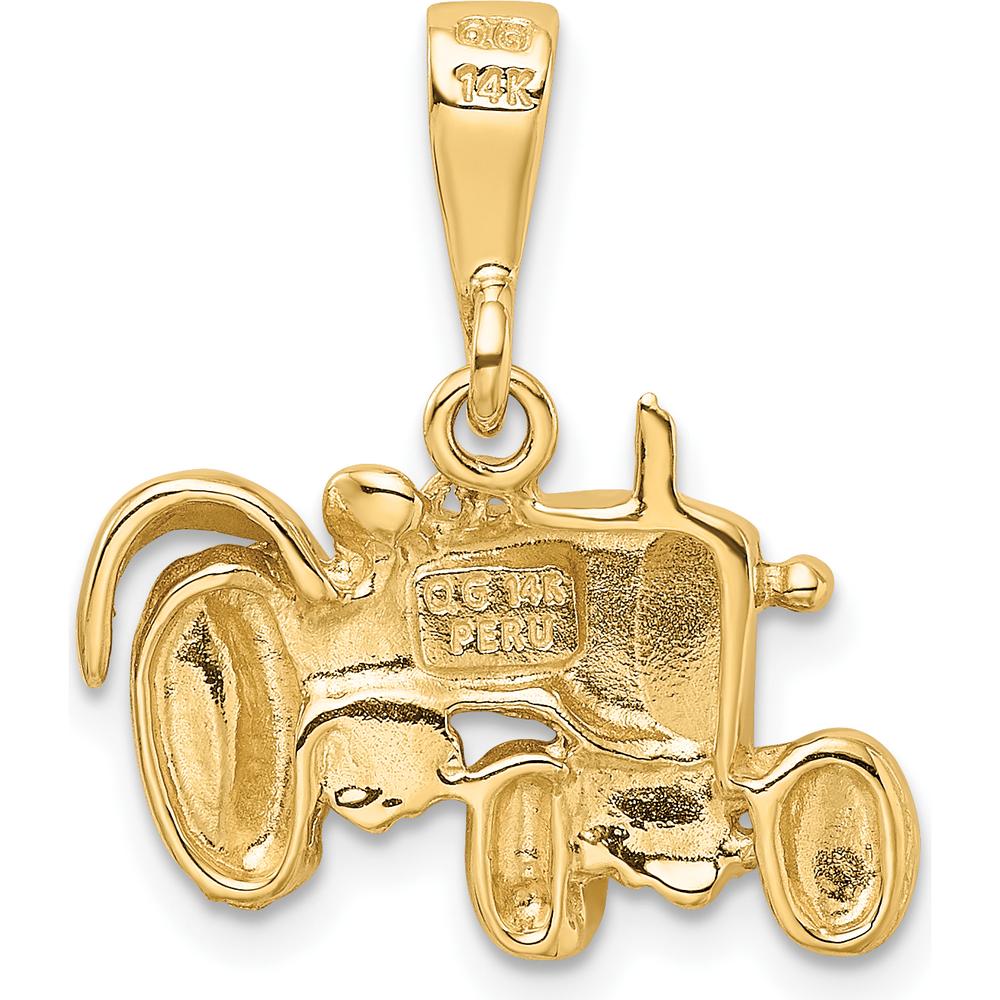 14K Yellow Gold Polished Tractor Pendant - Solid Casted Design by Oro Pregiato