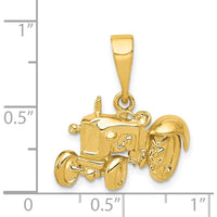 14K Yellow Gold Polished Tractor Pendant - Solid Casted Design by Oro Pregiato