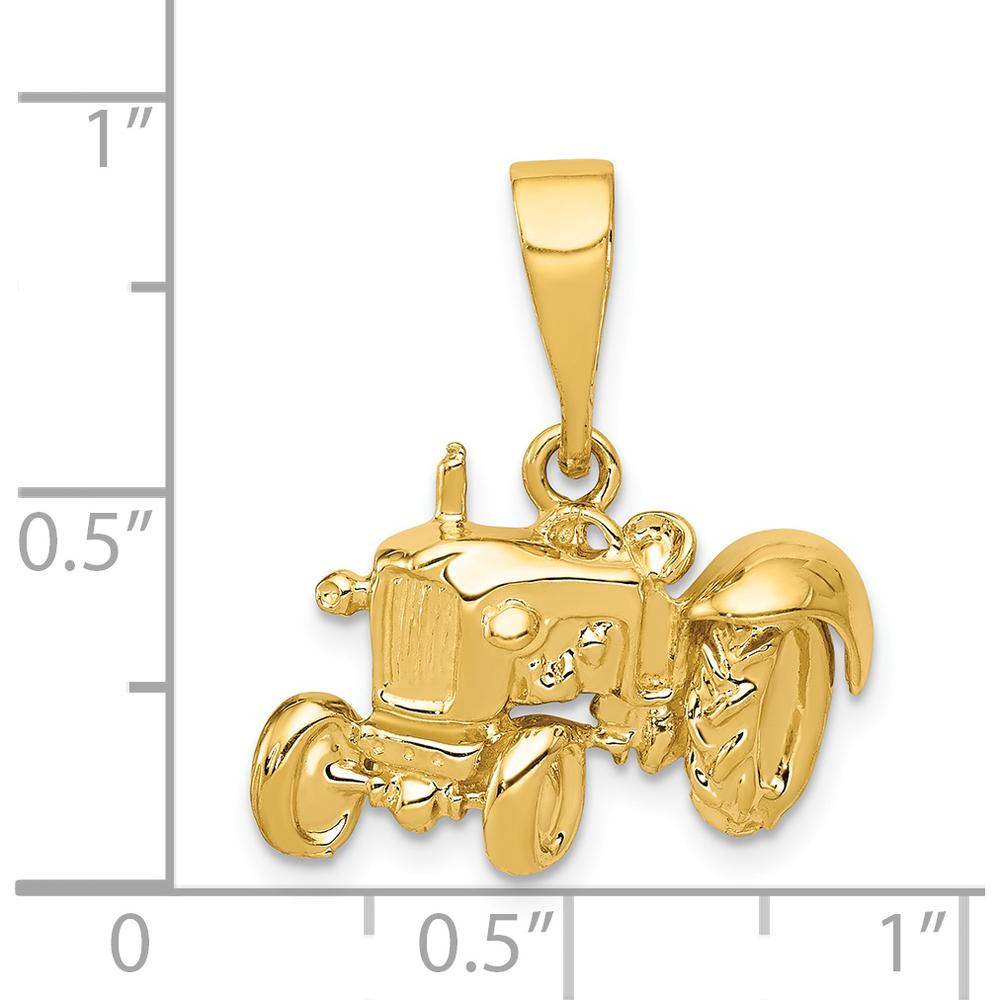 14K Yellow Gold Polished Tractor Pendant - Solid Casted Design by Oro Pregiato