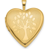 14K Yellow Gold Polished Tree Heart Locket - 20mm by Monteluci Fine Jewelry