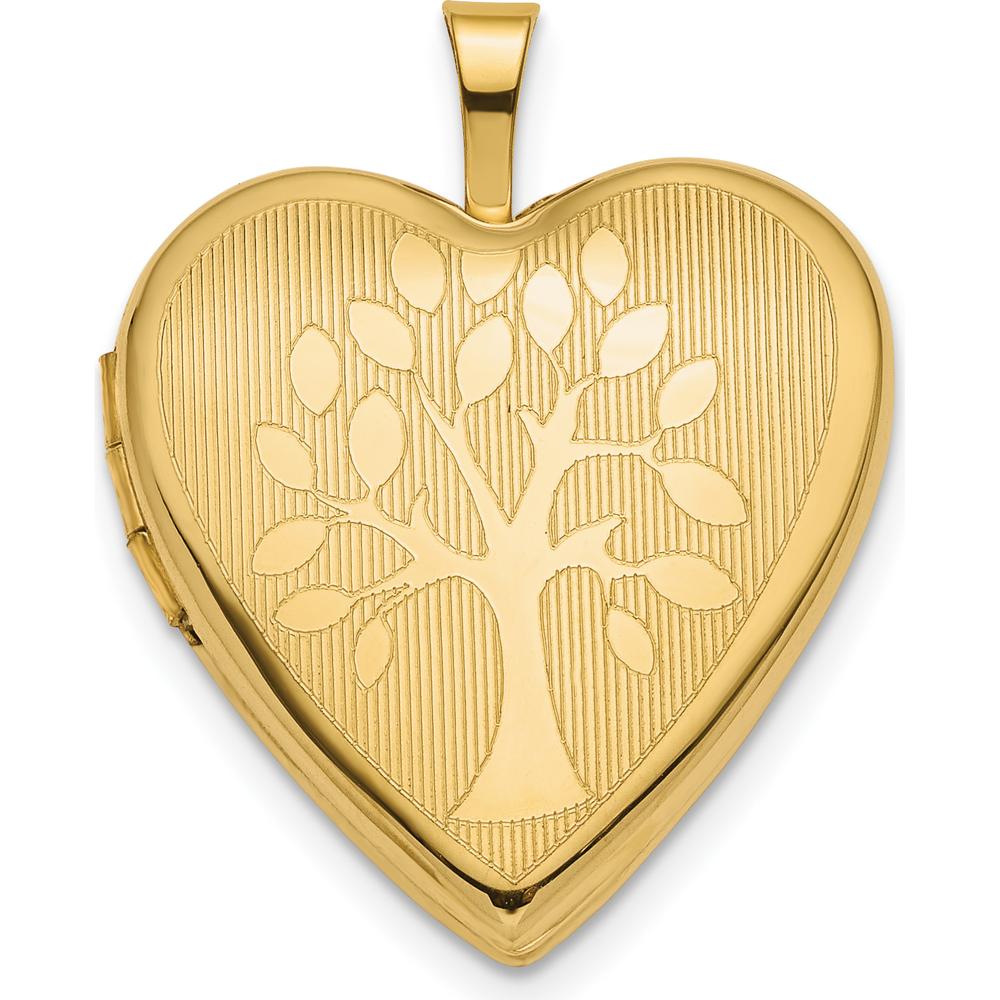 14K Yellow Gold Polished Tree Heart Locket - 20mm by Monteluci Fine Jewelry