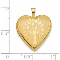 14K Yellow Gold Polished Tree Heart Locket - 20mm by Monteluci Fine Jewelry