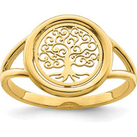 14K Yellow Gold Polished Tree of Life Circle Ring - Symbolic Design for Women by 0