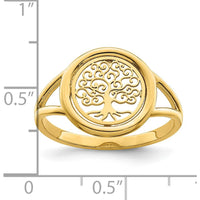 14K Yellow Gold Polished Tree of Life Circle Ring - Symbolic Design for Women by 0