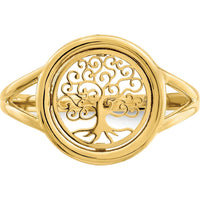 14K Yellow Gold Polished Tree of Life Circle Ring - Symbolic Design for Women by 0