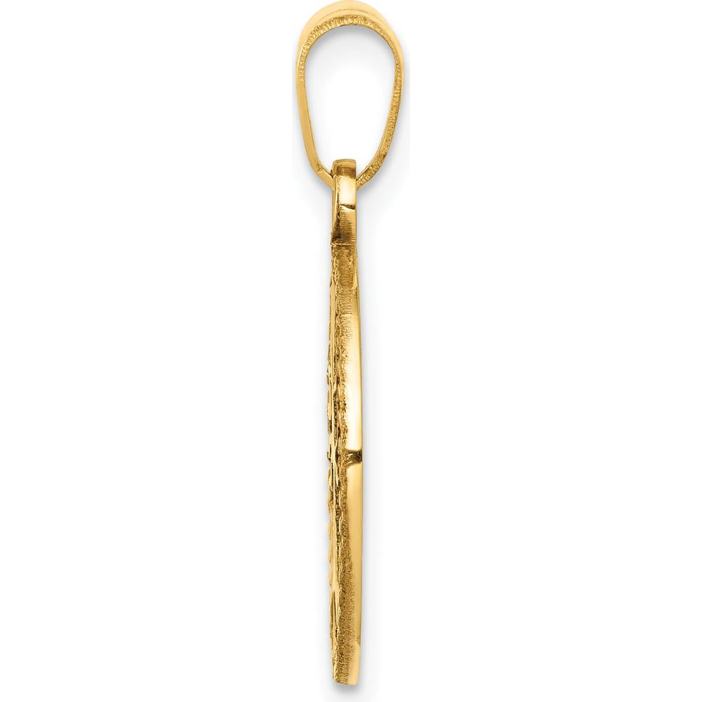 14K Yellow Gold Polished Tree of Life Round Pendant by Oro Pregiato