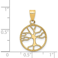 14K Yellow Gold Polished Tree of Life Round Pendant by Oro Pregiato