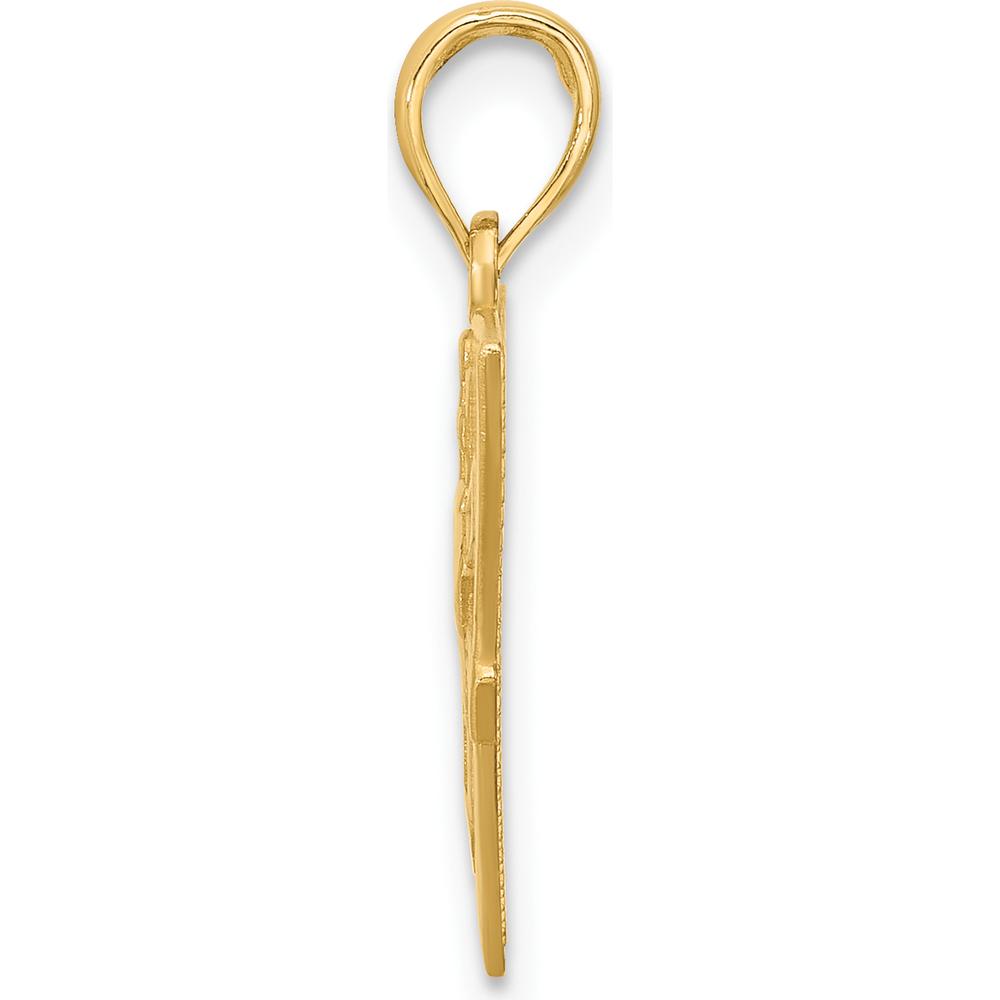 14K Yellow Gold Polished Triangle Caduceus Charm - Durable and Versatile Design by Oro Pregiato