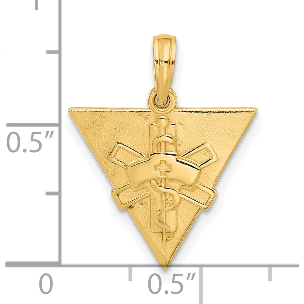 14K Yellow Gold Polished Triangle Caduceus Charm - Durable and Versatile Design by Oro Pregiato