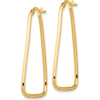 14K Yellow Gold Polished Triangle Dangle Hoop Earrings - 35.8mm Length by 0