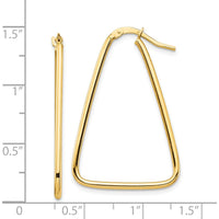 14K Yellow Gold Polished Triangle Dangle Hoop Earrings - 35.8mm Length by 0