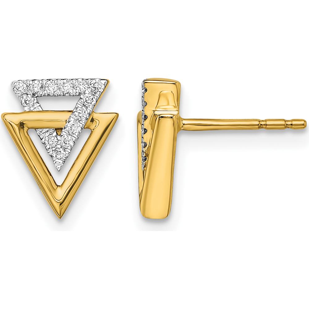 14K Yellow Gold Polished Triangle Diamond Post Earrings - 0.52 Carat Total Diamond Weight by Monteluci Fine Jewelry