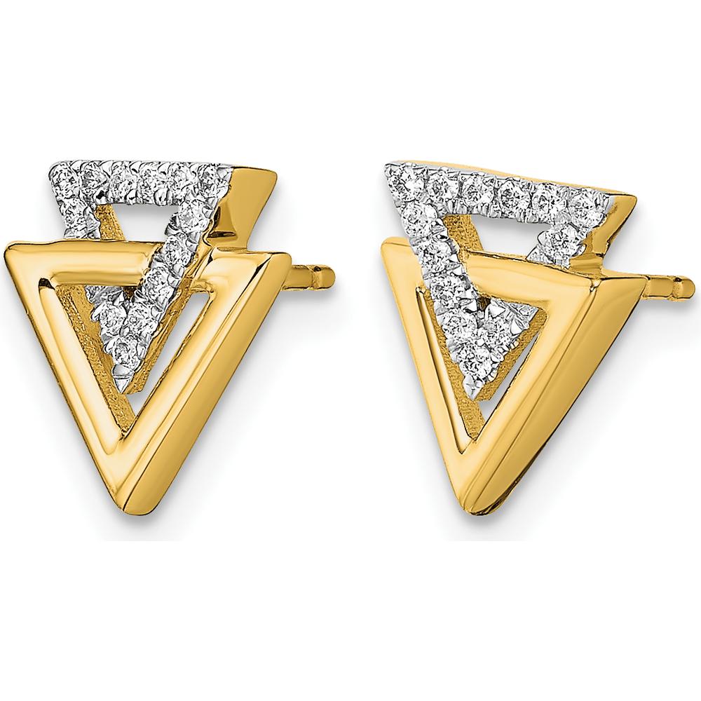 14K Yellow Gold Polished Triangle Diamond Post Earrings - 0.52 Carat Total Diamond Weight by Monteluci Fine Jewelry