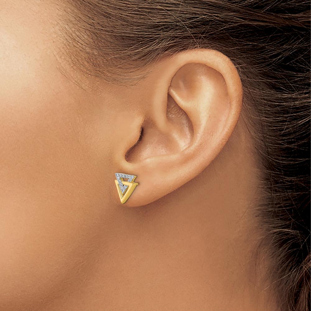 14K Yellow Gold Polished Triangle Diamond Post Earrings - 0.52 Carat Total Diamond Weight by Monteluci Fine Jewelry