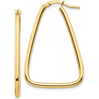 14K Yellow Gold Polished Triangle Hoop Earrings - 36.76mm Length, 2mm Thickness by 0