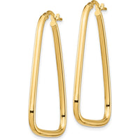 14K Yellow Gold Polished Triangle Hoop Earrings - 36.76mm Length, 2mm Thickness by 0