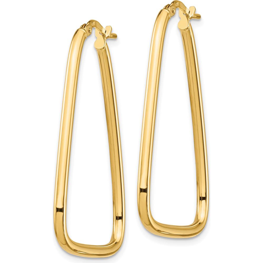 14K Yellow Gold Polished Triangle Hoop Earrings - 36.76mm Length, 2mm Thickness by 0