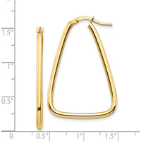 14K Yellow Gold Polished Triangle Hoop Earrings - 36.76mm Length, 2mm Thickness by 0