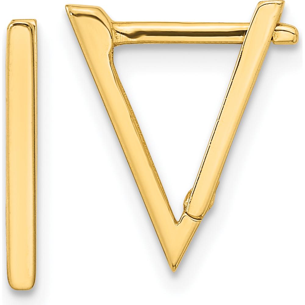 14K Yellow Gold Polished Triangle Hoop Earrings - Modern Geometric Design by Oro Pregiato