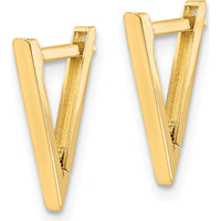 14K Yellow Gold Polished Triangle Hoop Earrings - Modern Geometric Design by Oro Pregiato