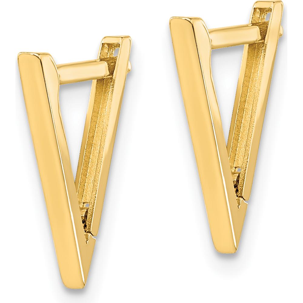 14K Yellow Gold Polished Triangle Hoop Earrings - Modern Geometric Design by Oro Pregiato