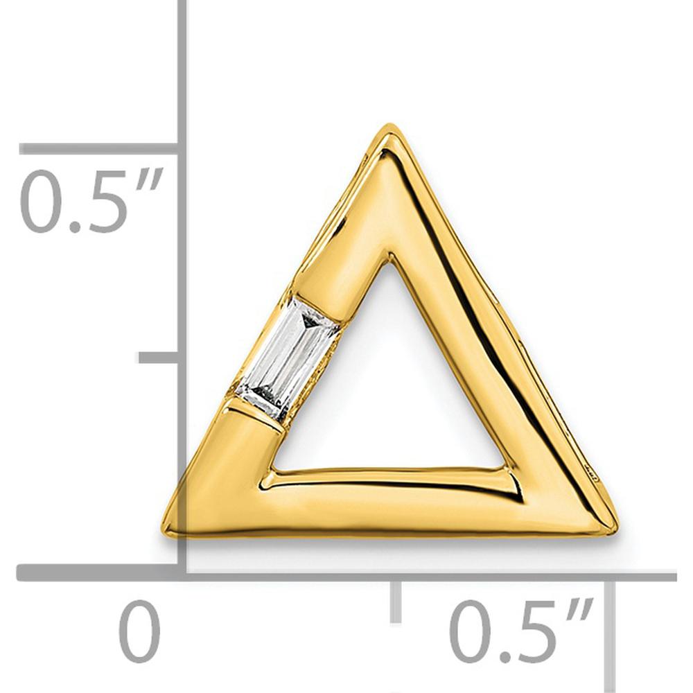 14K Yellow Gold Polished Triangle Pendant with Baguette Diamond - 0.12 Carat Total Diamond Weight by Oro Pregiato