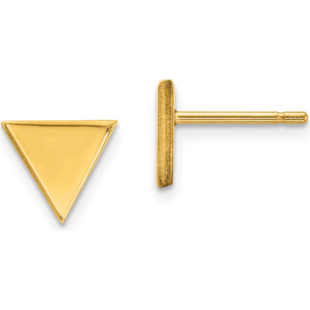 14K Yellow Gold Polished Triangle Post Earrings - Elegant Geometric Design by Oro Pregiato