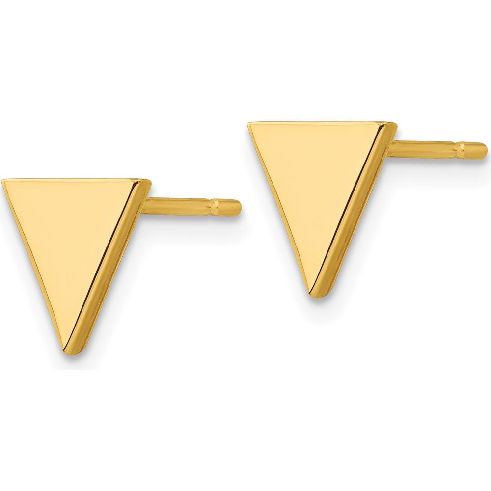 14K Yellow Gold Polished Triangle Post Earrings - Elegant Geometric Design by Oro Pregiato