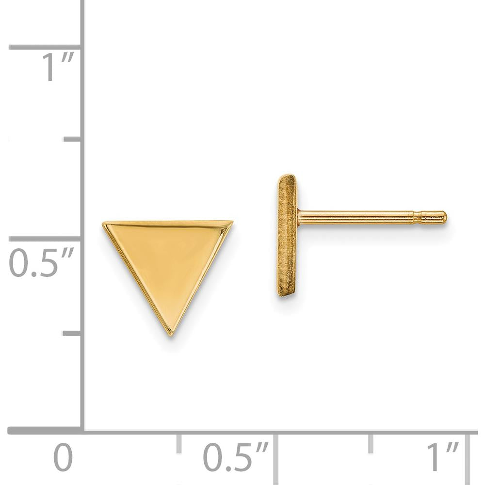 14K Yellow Gold Polished Triangle Post Earrings - Elegant Geometric Design by Oro Pregiato