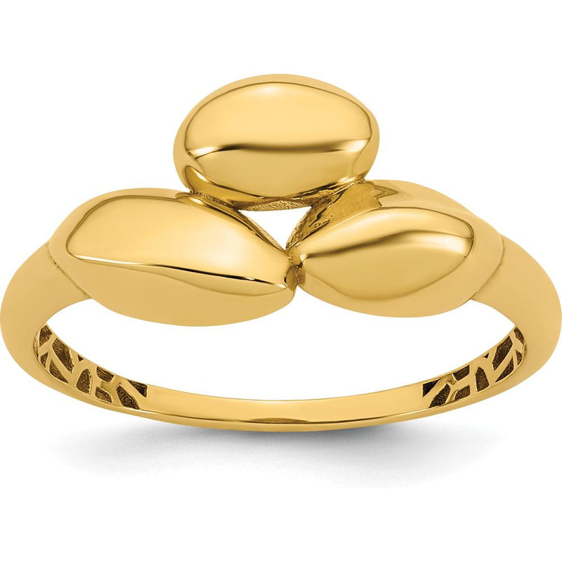 14K Yellow Gold Polished Trio Domed Fashion Ring - 1.2mm Band Width by 0