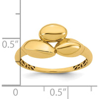 14K Yellow Gold Polished Trio Domed Fashion Ring - 1.2mm Band Width by 0