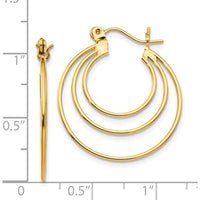 14K Yellow Gold Polished Triple Circle Hoop Earrings - Elegant Everyday Style by 0