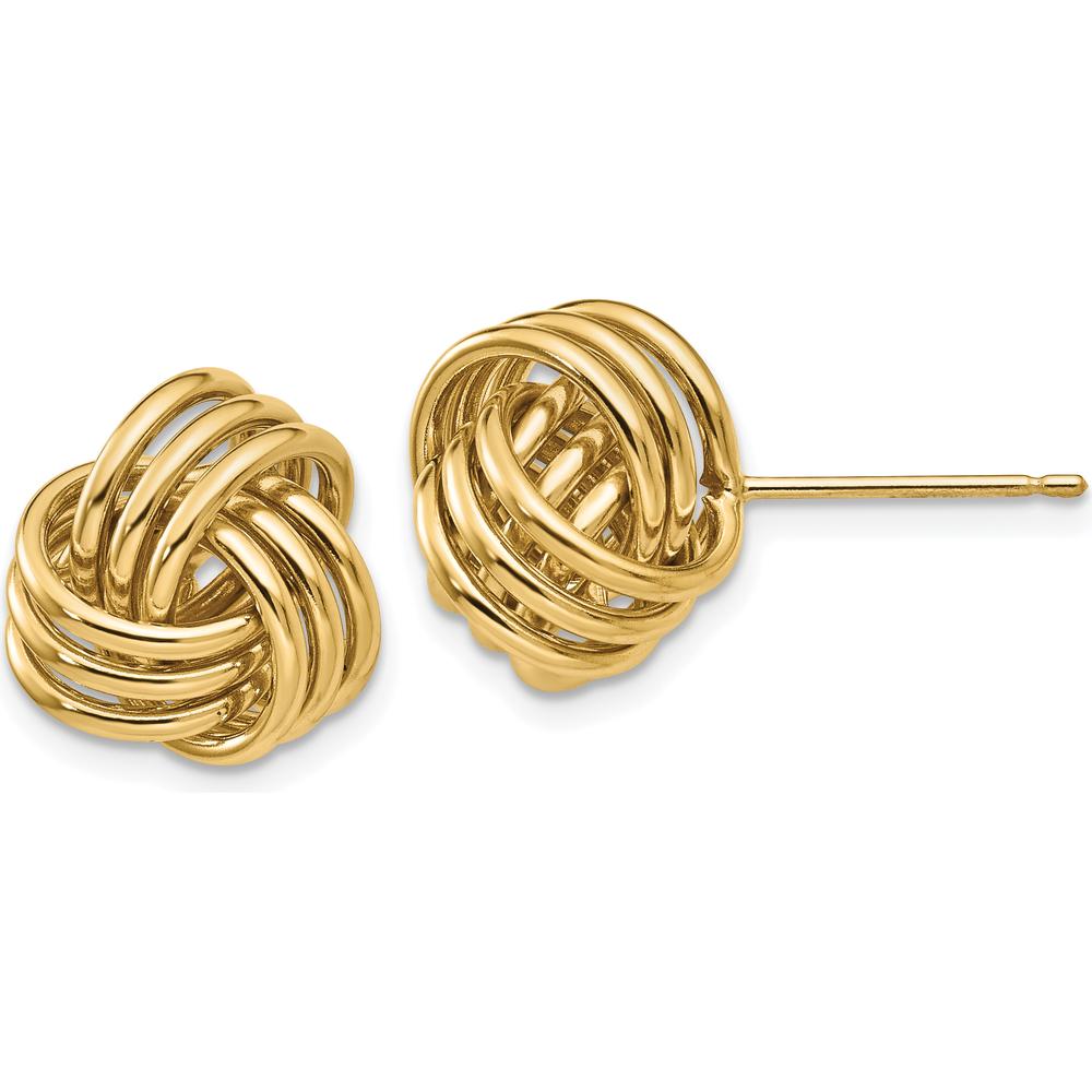 14K Yellow Gold Polished Triple Knot Button Post Earrings - Elegant Love Knot Design by 0