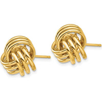 14K Yellow Gold Polished Triple Knot Button Post Earrings - Elegant Love Knot Design by 0