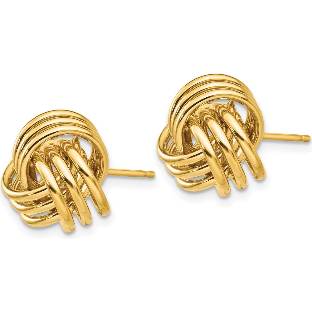 14K Yellow Gold Polished Triple Knot Button Post Earrings - Elegant Love Knot Design by 0