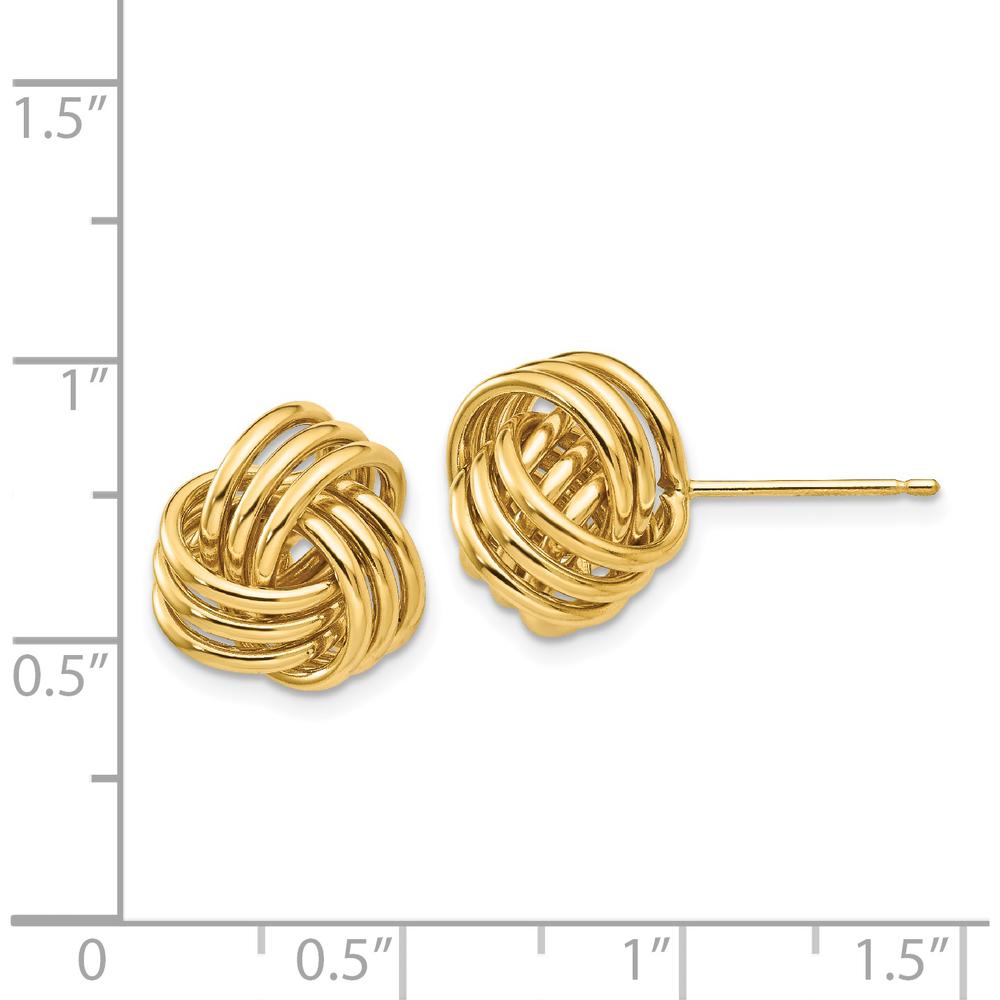 14K Yellow Gold Polished Triple Knot Button Post Earrings - Elegant Love Knot Design by 0