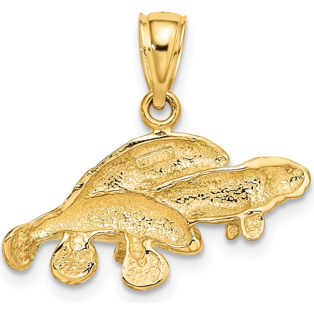 14K Yellow Gold Polished Triple Manatee Pendant Charm by Oro Pregiato
