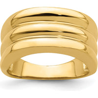 14K Yellow Gold Polished Triple Ridge Dome Fashion Ring by 0