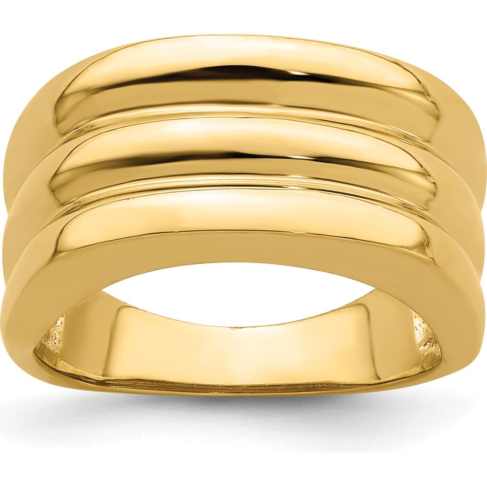 14K Yellow Gold Polished Triple Ridge Dome Fashion Ring by 0
