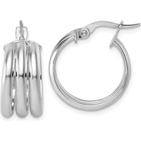 14K Yellow Gold Polished Triple Row 17.9mm Hoop Earrings by 0