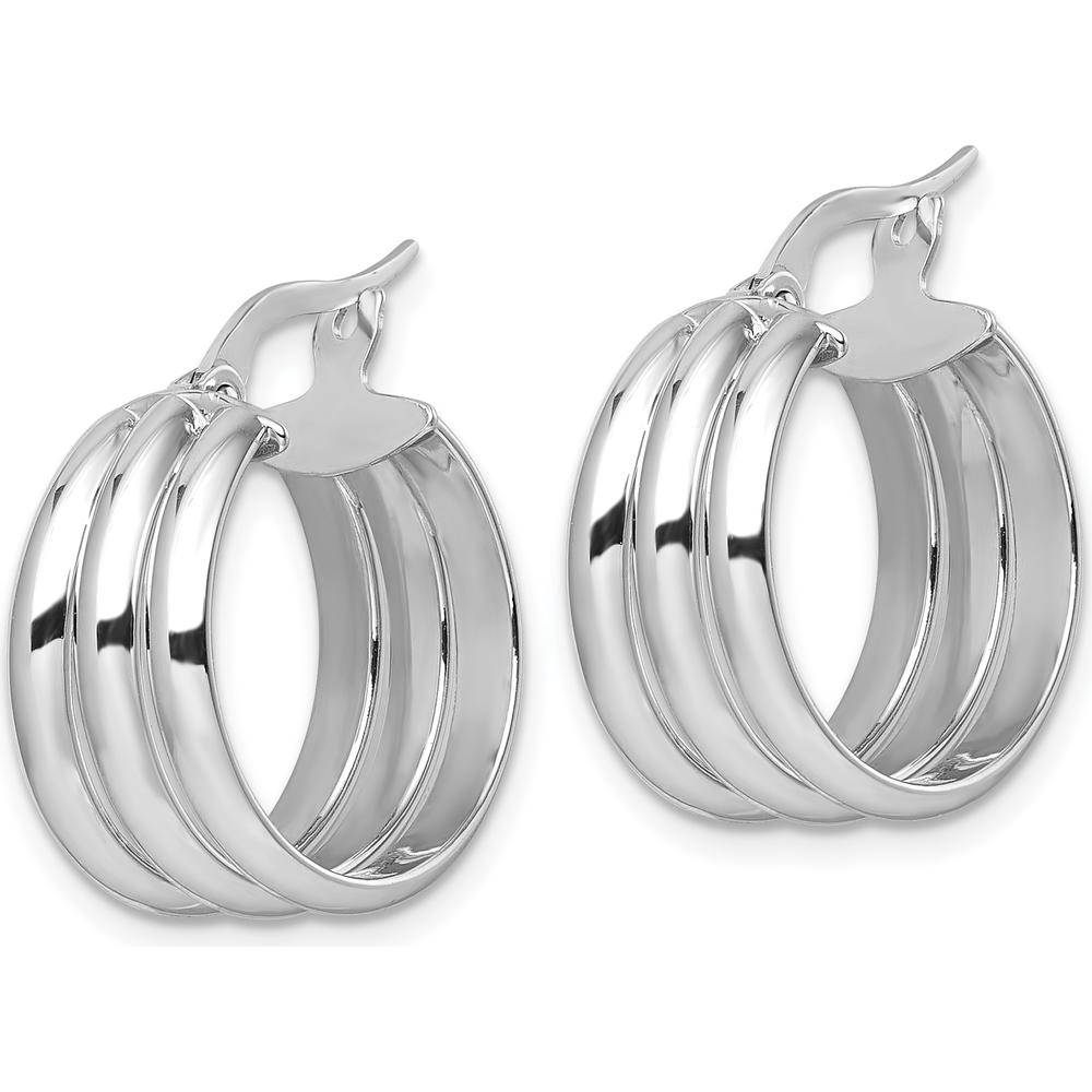 14K Yellow Gold Polished Triple Row 17.9mm Hoop Earrings by 0
