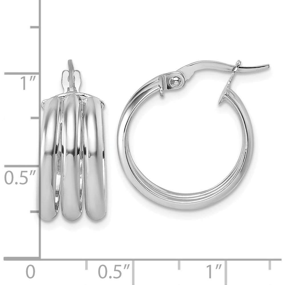 14K Yellow Gold Polished Triple Row 17.9mm Hoop Earrings by 0