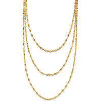 14K Yellow Gold Polished Triple Strand Bib Necklace - 19.5" by 0