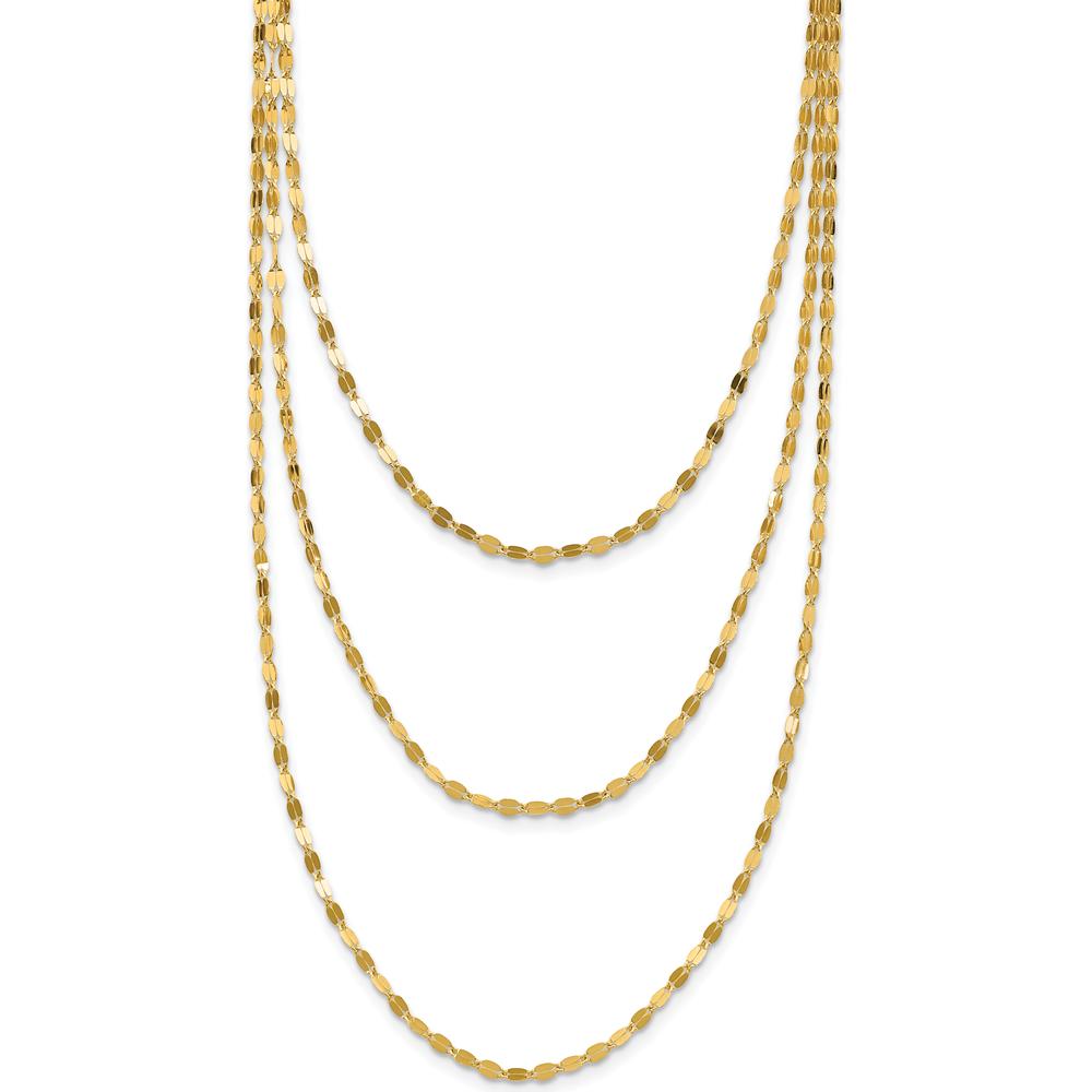 14K Yellow Gold Polished Triple Strand Bib Necklace - 19.5" by 0