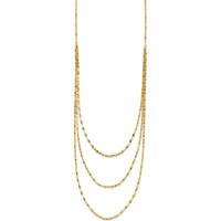 14K Yellow Gold Polished Triple Strand Bib Necklace - 19.5" by 0