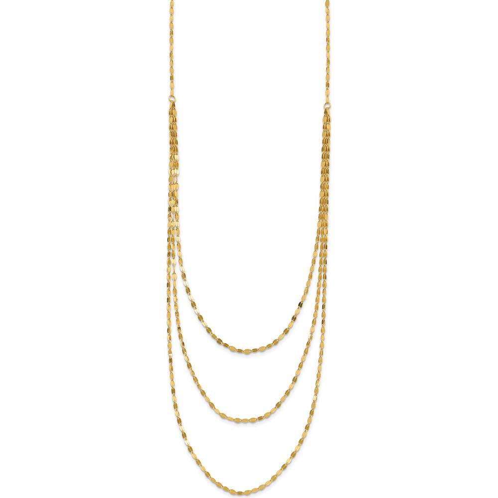 14K Yellow Gold Polished Triple Strand Bib Necklace - 19.5" by 0