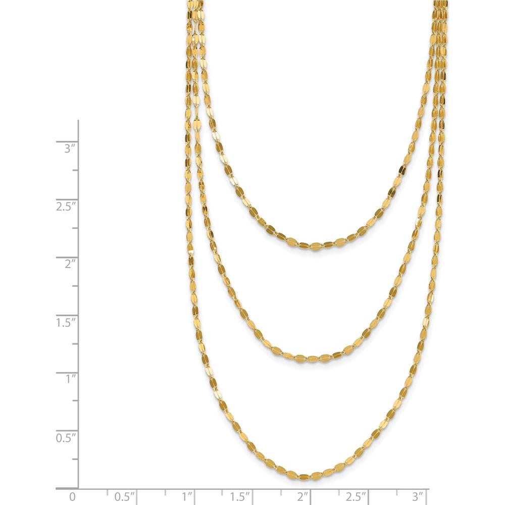 14K Yellow Gold Polished Triple Strand Bib Necklace - 19.5" by 0